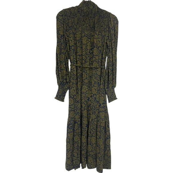 Boden Womens Maxi Dress UK 10 US 6 Green Floral High Neck Long Sleeve D0379 NWT - Picture 4 of 14